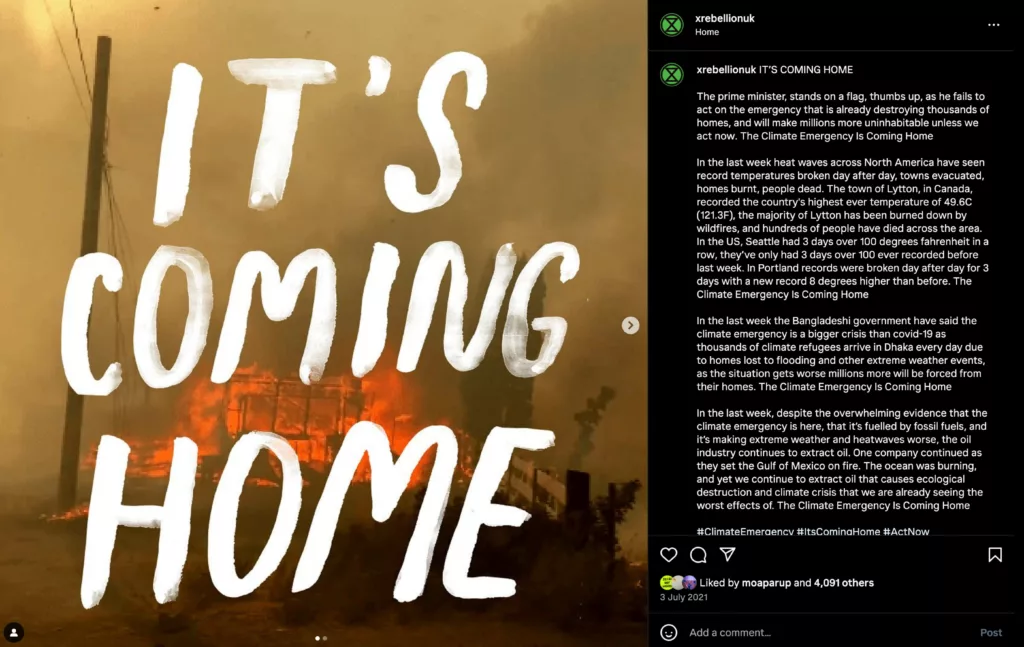The image appears to depict a dramatic scene with large letters on fire spelling out "it's coming." the background has an orange hue, suggesting flames or a fiery environment, which complements the fiery text. the overall impression is one of urgency and a warning about an impending event or situation.